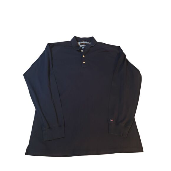 Tommy Hilfiger Mens Polo Golf Shirt XXL‎ Blue Long Sleeve Collared Pullover - Picture 1 of 11